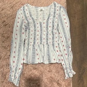 Japan, blouse, womens, XS, White and blue